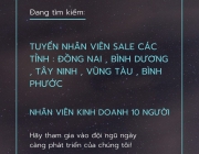 TUYỂN NHÂN VIÊN SALE CÁC TỈNH